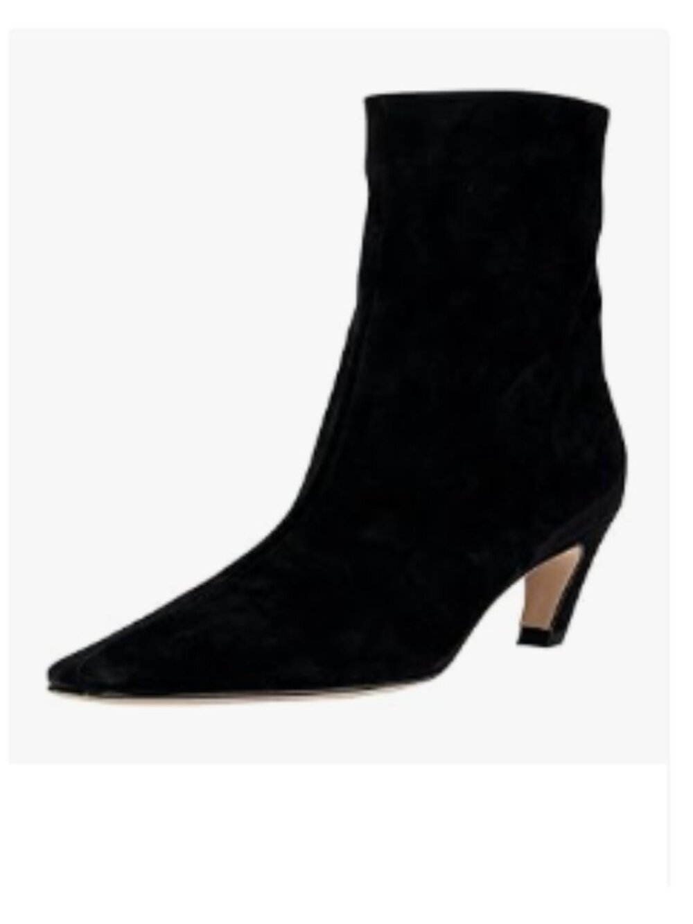 FSJ Black Suede Square Toe Comfort Kitten Low Heel Ankle Boots Pull On Booties